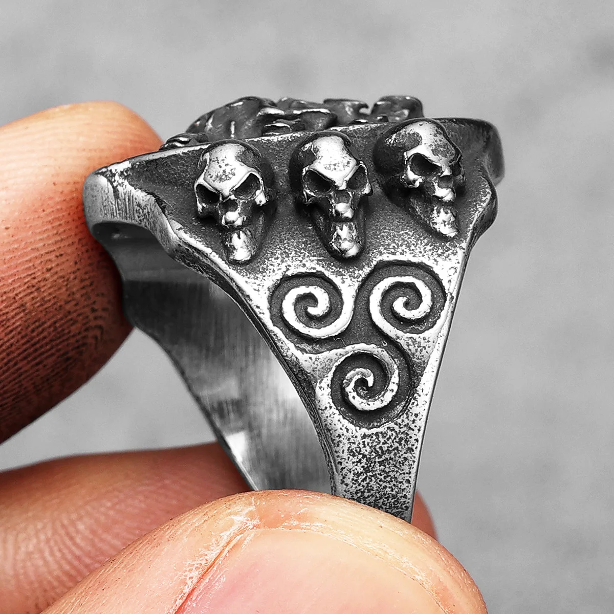 Immortal Viking Symbol Skull Men Rings Stainless Steel Women Jewelry Punk Gothic Rock Vintage Fashion Accessories Gift Wholesale