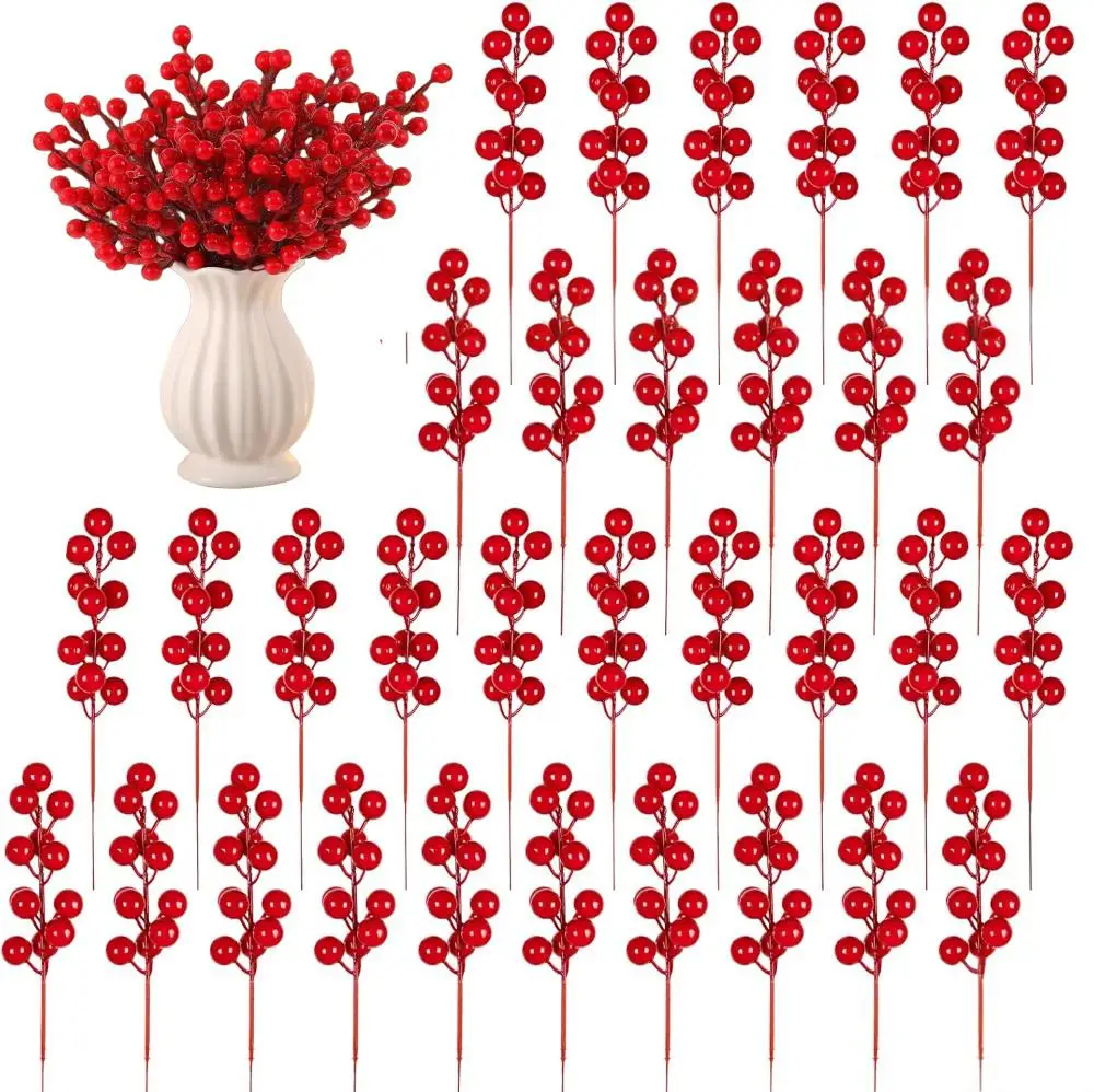 Spring Festival Red Berry Lucky Fruit Simulation Branches Christmas Decoration New Year Ornament Arrangement