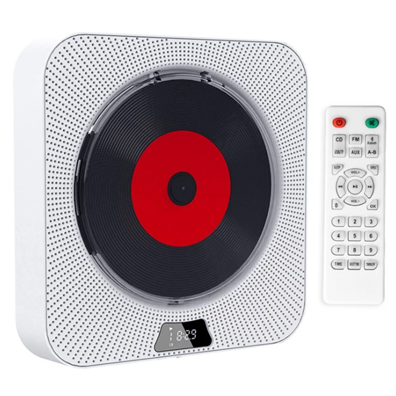 

US Plug Portable CD Player Wall-Mounted Music Player Built-In High-Fidelity Speaker Support CD/USB/TF