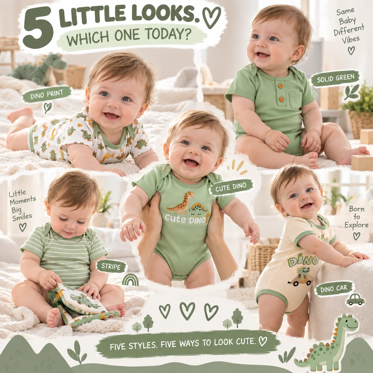 5Pcs Baby Boy Bodysuits Dinosaur Short Sleeve Rompers Newborn Infant Clothes Cute Cotton Jumpsuits Baby Clothing Set 0-9M