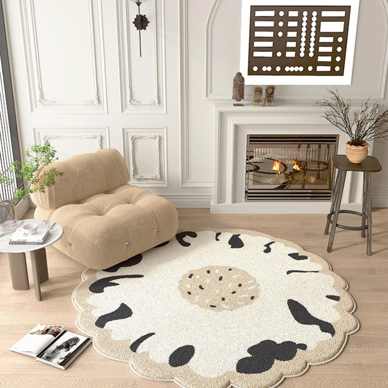 Flower Shape Living Room Decoration Carpet Cute Girl Bedroom Rug Irregular Minimalist Comfortable Floor Mat Plush Soft Foot Mats