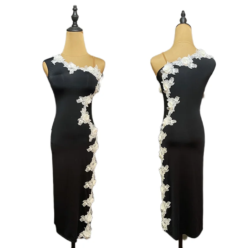 

Elegant Latin Dress Women Ballroom Practice Wear Stage Costume Tango Dancewear Customized Salsa Dress Tap Dance Outfit JL4565
