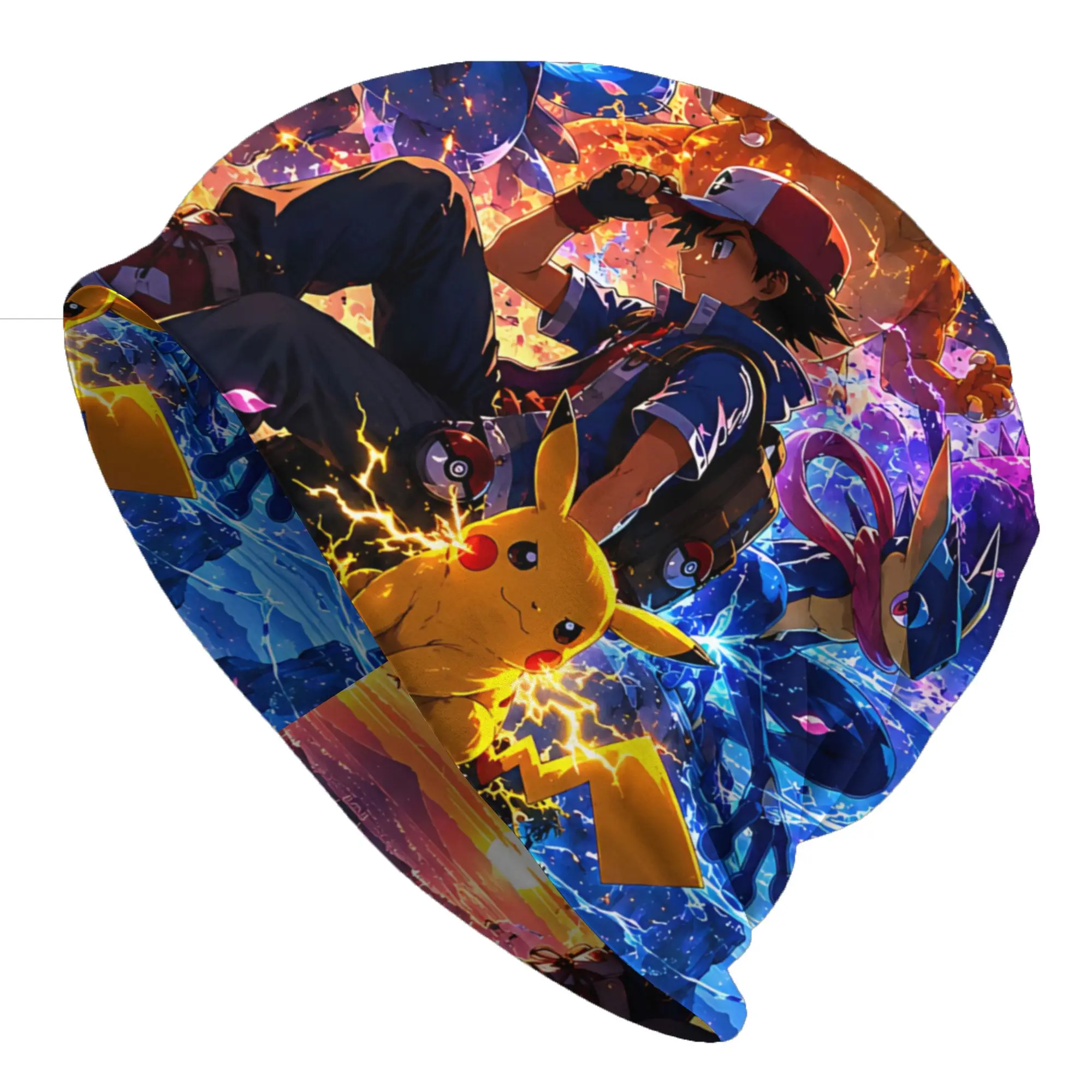 Autumn Pokemon Legend Creature Sunset Collage Bonnet Homme Summer Thin Hat  Skullies Beanies Caps Men Women Creative Hats