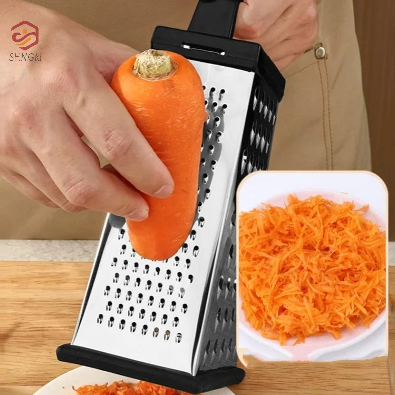 Stainless Steel Box Cheese Grater With Container 4 Sides Box Grater Handheld Kitchen Food Shredder For Vegetable Ginger Cutter