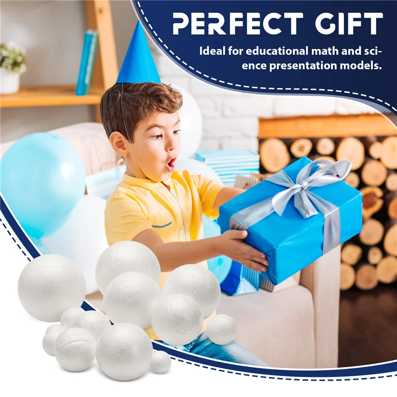 AB33-Solar System Project Kit, Planetmodel Crafts 14 Mixed Sized Polystyrene Spheres Balls For School Science Projects