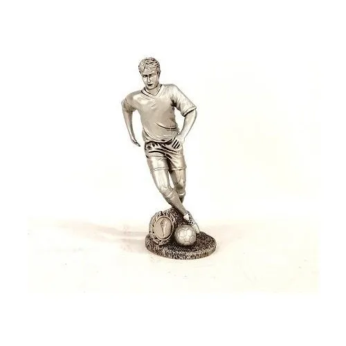 Evvehediyelikeşya Polyester Silver Football Player Decorative Living Room Ornament Trinket 24 cm