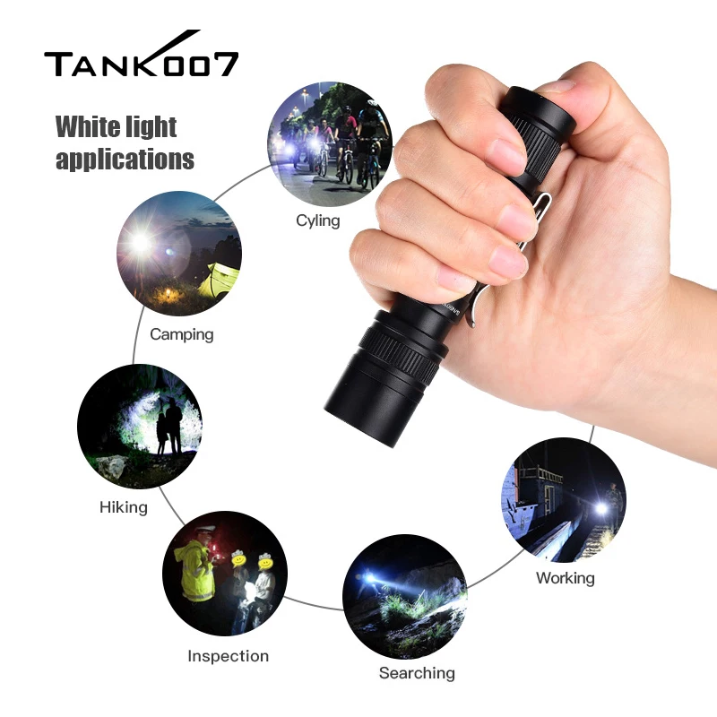 Tank007 Double Light 365nm UV White Flashlight LED 160 Lumens EDC High Power Anti-fake Detection Dual-light Torch