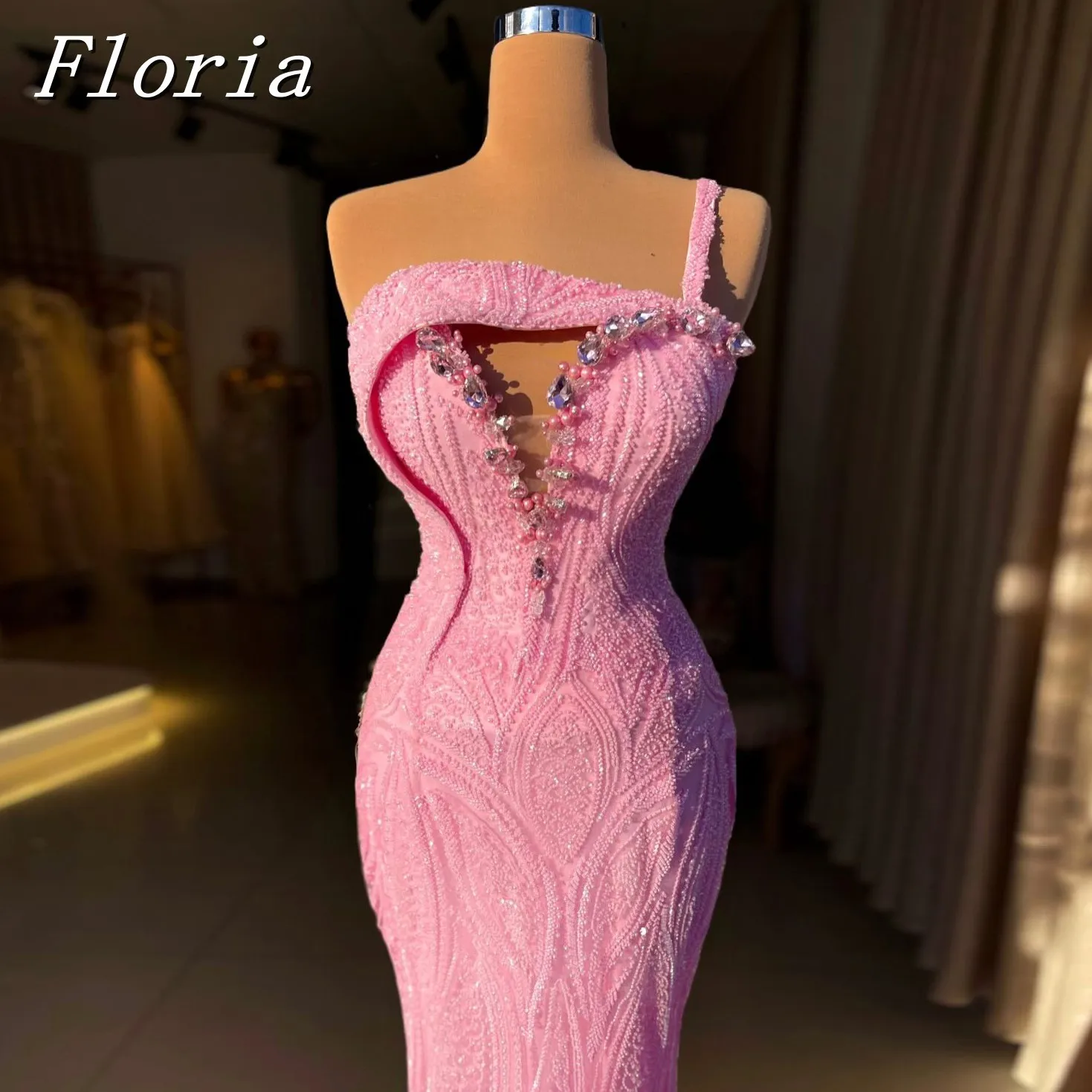

Luxury Beaded Arabia Evening Dresses Single Strap Shoulder 2025 Mermaid Wedding Party Gowns Customized Arabic Prom