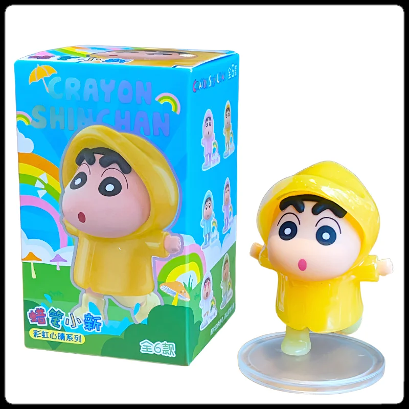 

Crayon Shinchan Rainbow Mood Anime Figurine Desk Car Office Decor Cute Home Cartoon Decoration Blind Box Collectible Toy