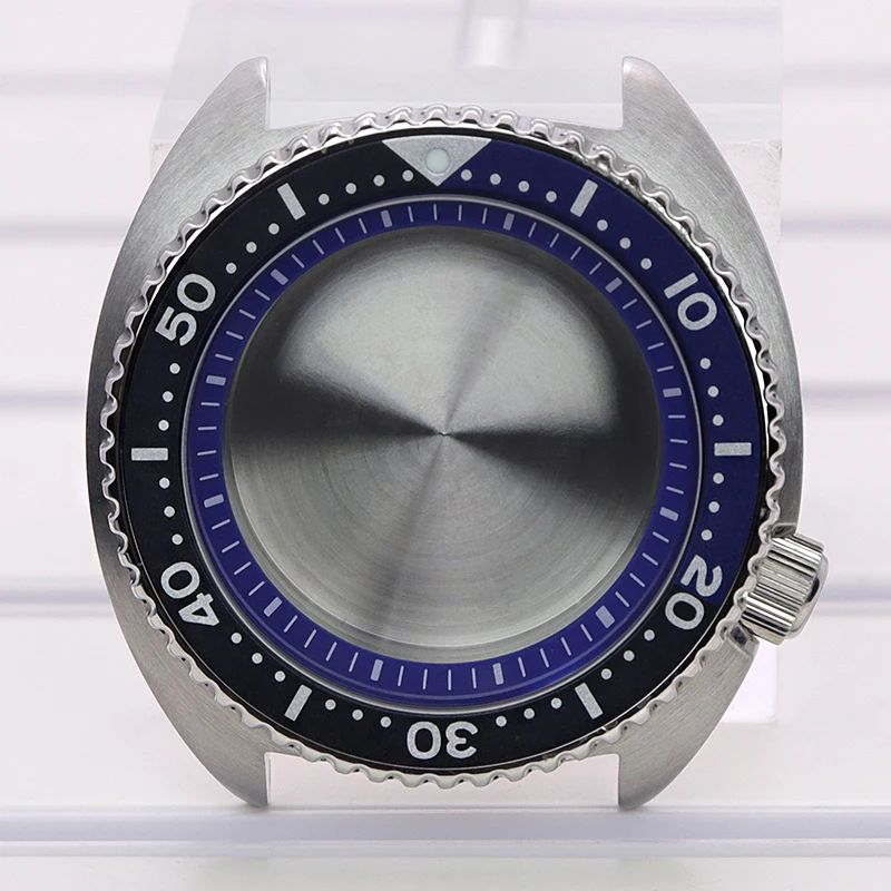 Silver 45mm Men's Watch Case With Chapter Ring For Mod Abalone NH35 NH36 NH34/38 4R36 Movement 28.5mm Dial Uni-directional Bezel