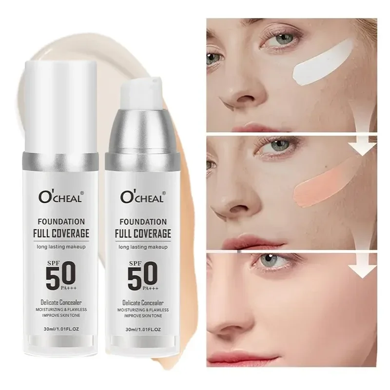 Base de maquiagem que muda de cor, corretivo, hidratante de longa duração, nutritivo, controle de óleo, base facial, cosméticos