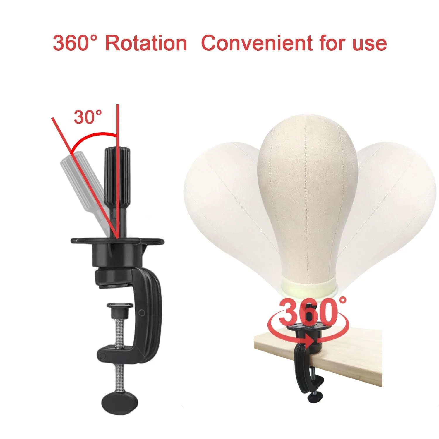 Mannequin Head Stand Black Mini Wig Head Stand Table Clamp Adjustable Training Mannequin Head Holder Hair Accessory Tools