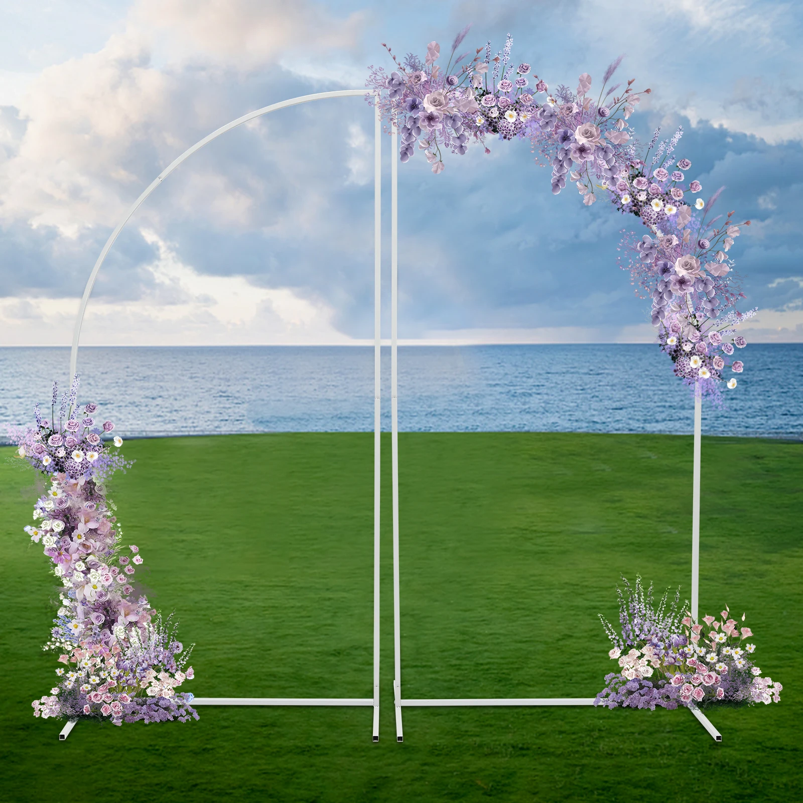 

Metal Arch Backdrop Stand, 2pcs White Wedding Arch Stand Backdrop,1.8m Arched Frame for Wedding Ceremony Birthday Party Photo Booth Background Decoration