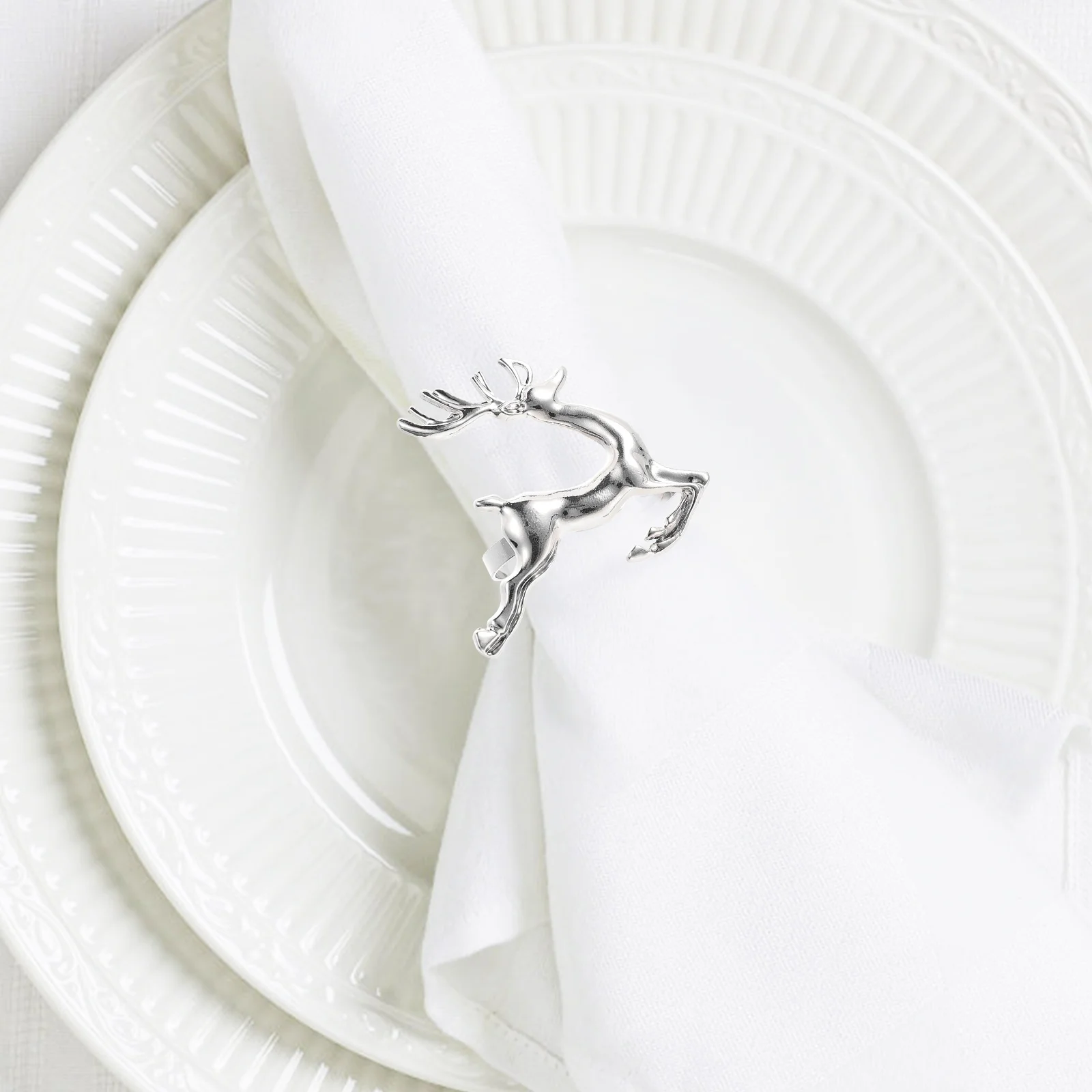 

6pcs Elk Premium Alloy Xmas Decorations Dinner Table Napkin Decor Party Tableware Napkin Buckles Accessories Metal Gifts