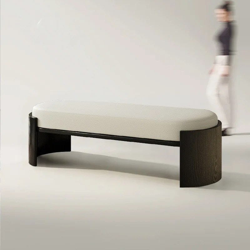 Simple retro solid wood bedside stool wabi-sabi wind foyer cloakroom shoe changing bench living room