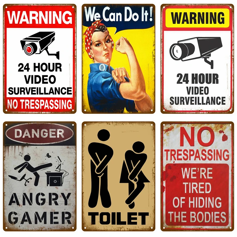 Vorsicht Warnung Metall Zeichen für Sicherheits zeichen Gefahr Vorsicht Zinn Zeichen Platte Home Wand dekoration Vintage Plakette Home Art Malerei Poster