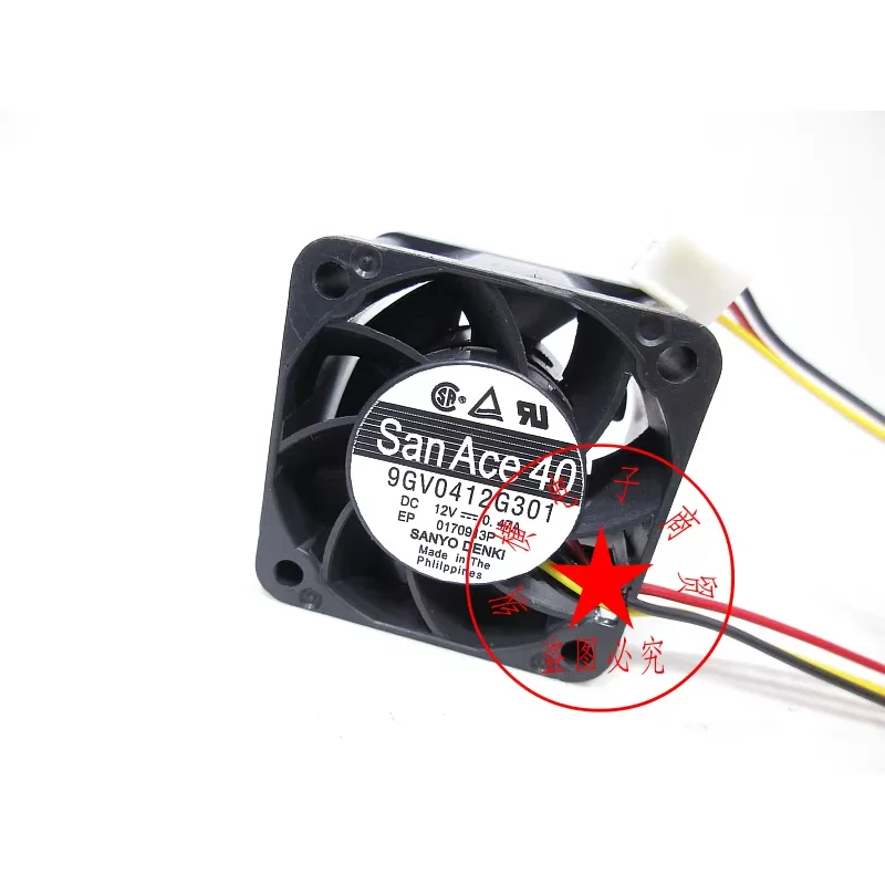SANYO DENKI 9GV0412G301 DC 12V 0.47A 40x40x28mm 3-Wire Server Cooling Fan