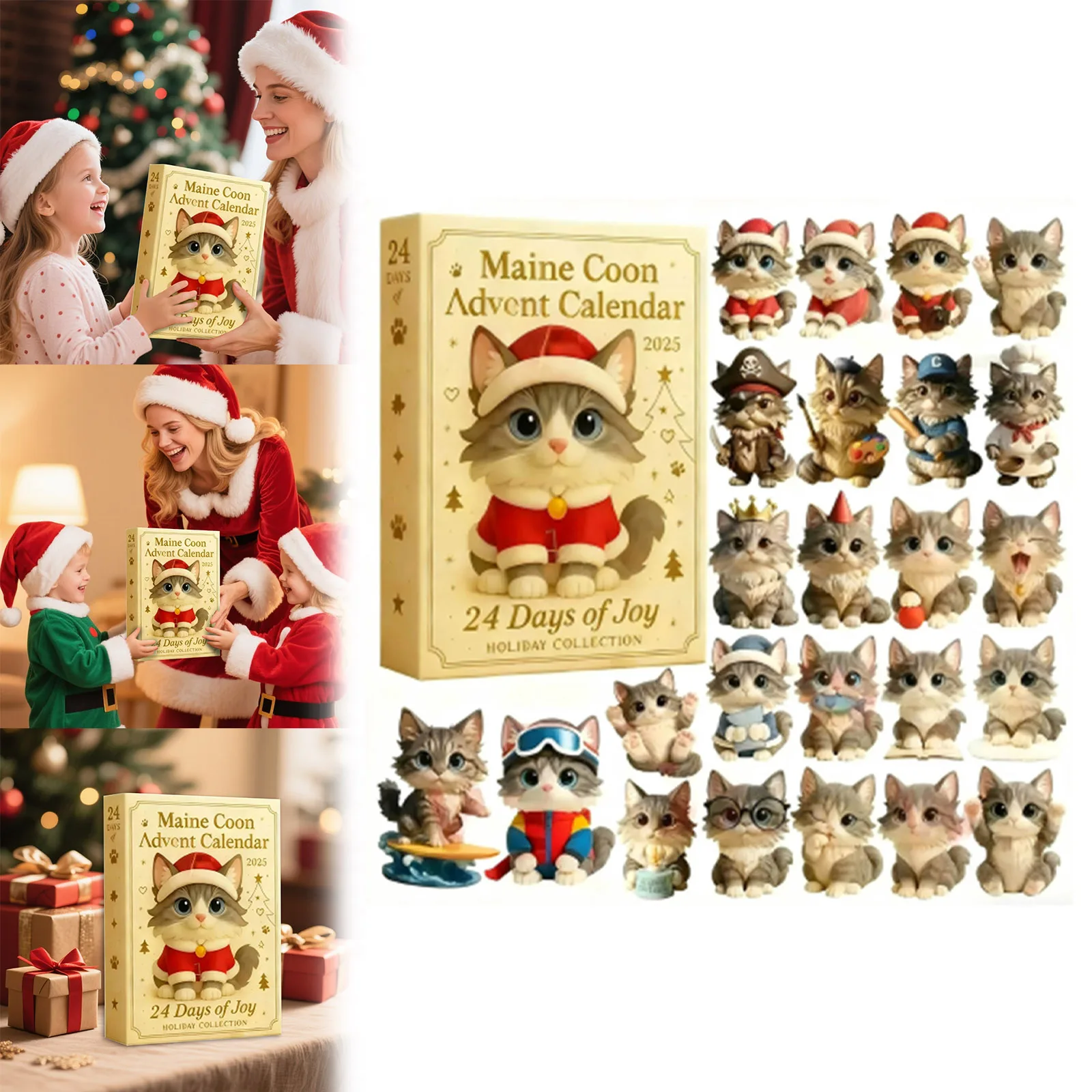 ปฏิทินนับถอยหลังวันคริสต์มาส 25 วัน รูปแบบการ์ตูน พร้อมจี้นับถอยหลังวันคริสต์มาส ประกอบด้วยนาฬิกาทราย 24 ชิ้น สำหรับเด็ก