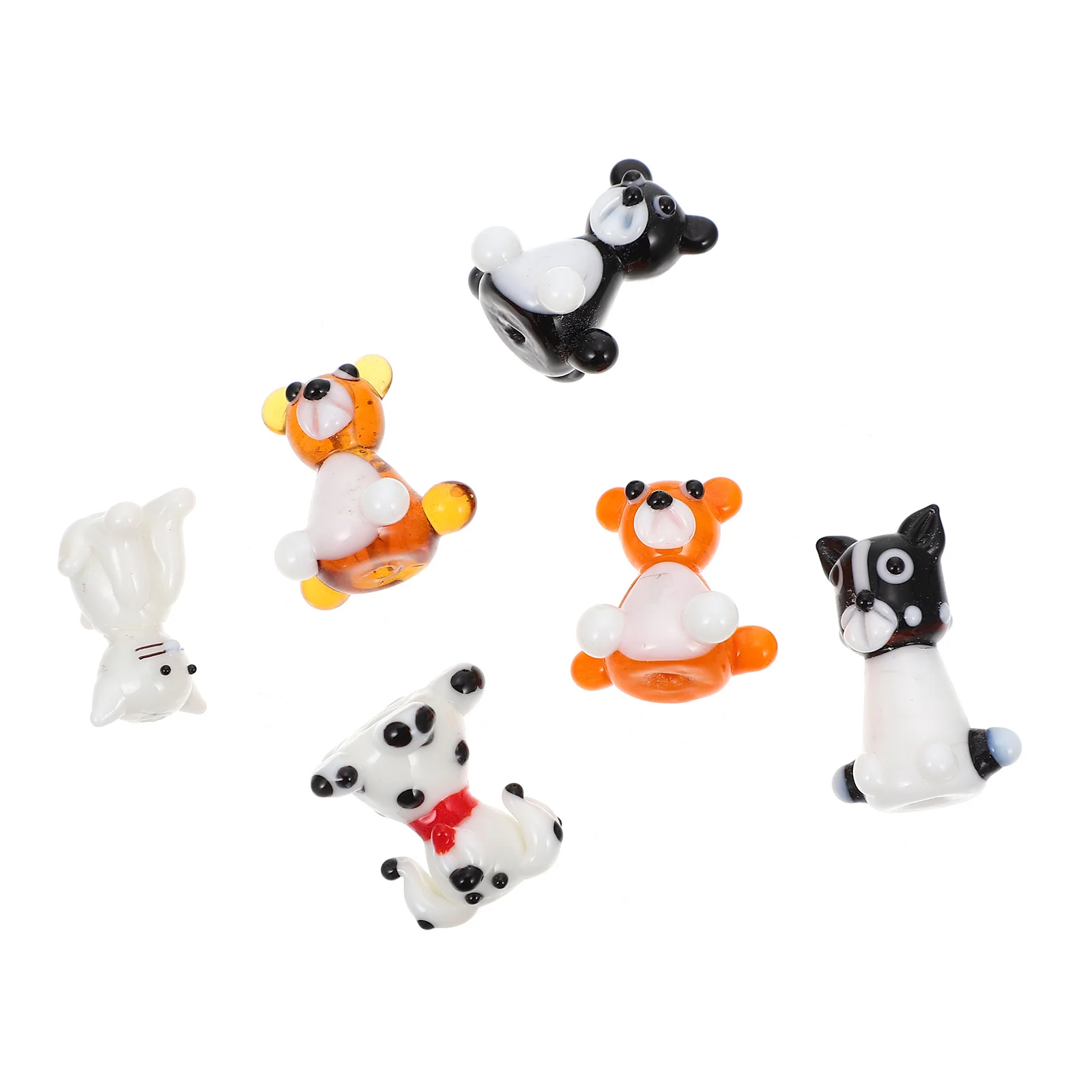 

6Pcs Small Dog Modeling Decor Exquisite Glass Craft Stable Flat Bottom Design Unique Home Decoration Glass Dog Decor