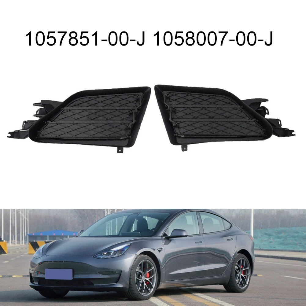 2PCS Front Air Shutter Active Grille For Tesla For Model S 2016-2021 OEM 1057851-00-J 1058007-00-J Black ABS Bumper
