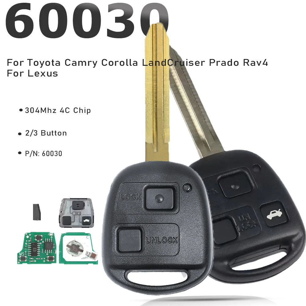 P/N: 60030 ID4C/4D67/4D68/G Chip 304MHz Fernbedienung Autoschlüssel für Toyota Camry Corolla LandCruiser Prado Rav4 für Lexus TOY43