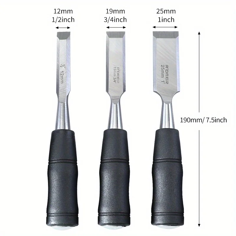 1 قطعة إزميل الخشب 7.5 بوصة الكربون الصلب Mn65 #   إزميل مع نهاية المطرقة وأدوات النجارة بمقبض مضاد للانزلاق لأعمال النجارة