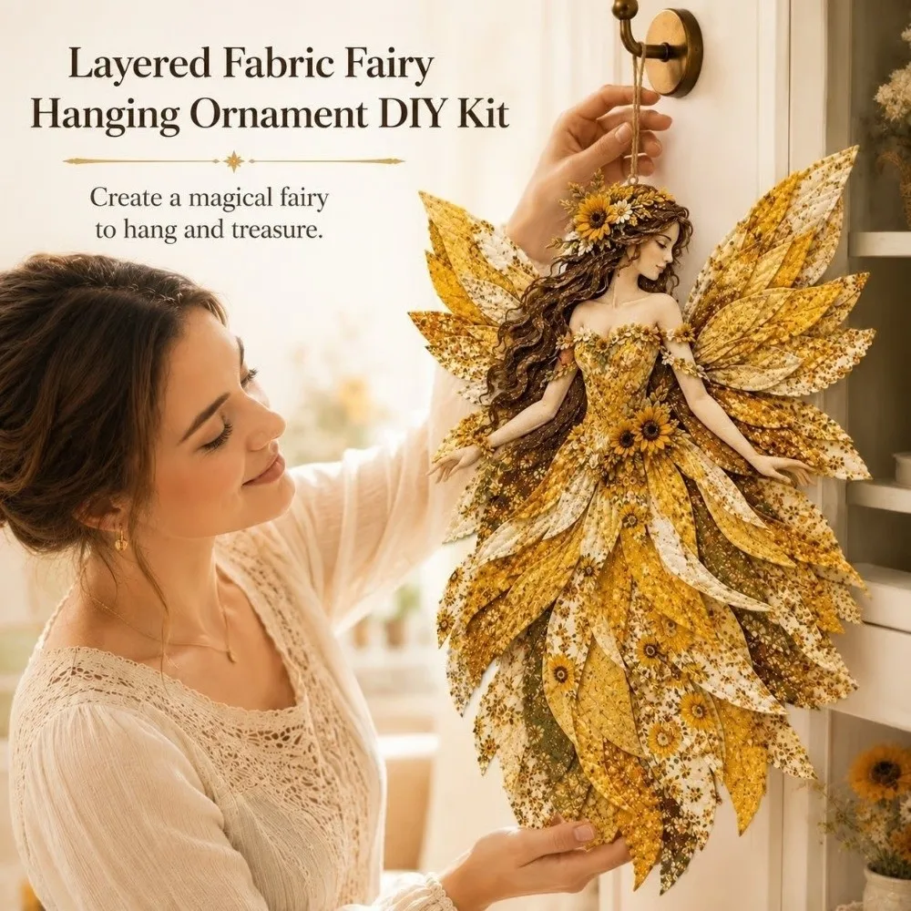 Handcraft DIY Quilted Fairy Kit Handmade Floral Multiple Layers Fabric Patchwork Fairy Fairy Wall Art Kit For Beginners