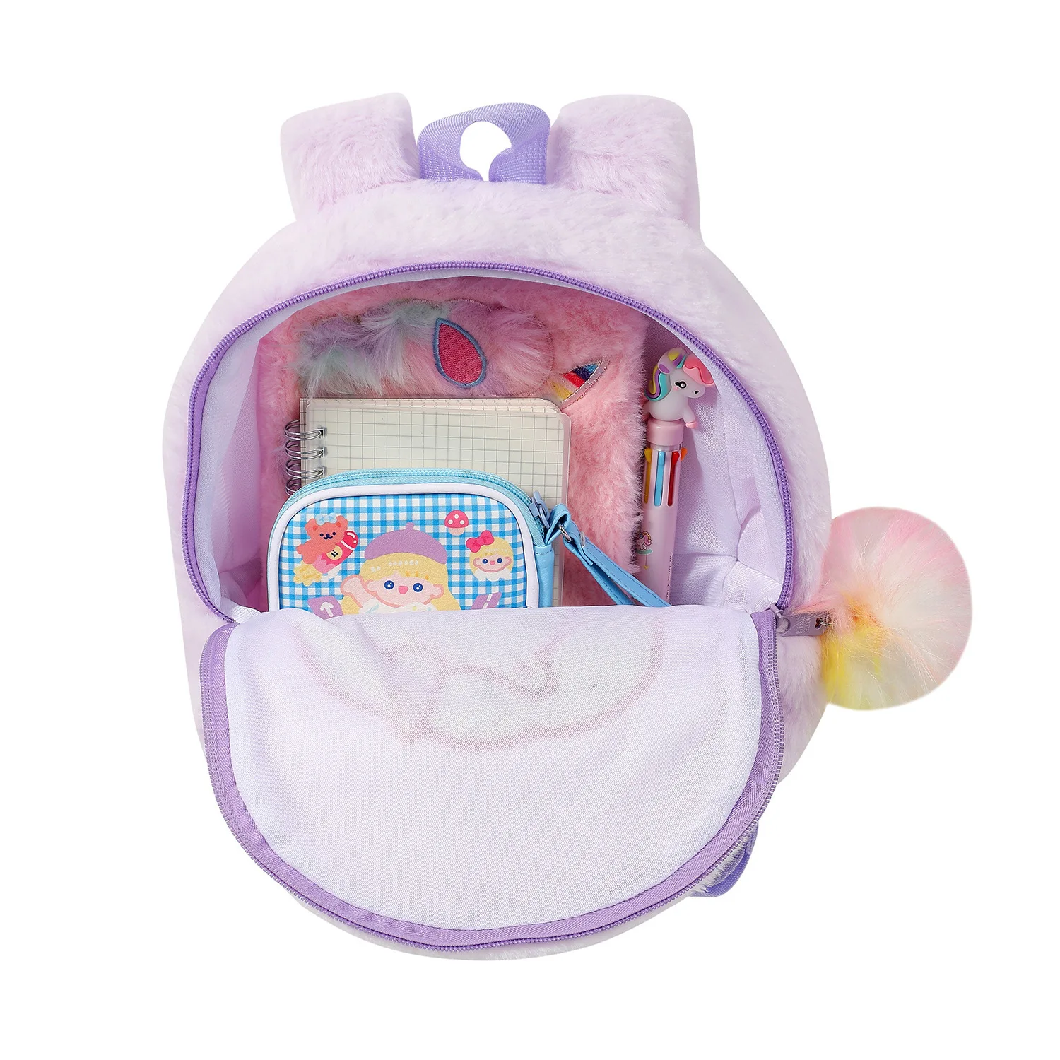 Mochila de unicornio bordada personalizada para niñas, Mini mochilas de felpa con nombre personalizado, mochilas escolares para guardería