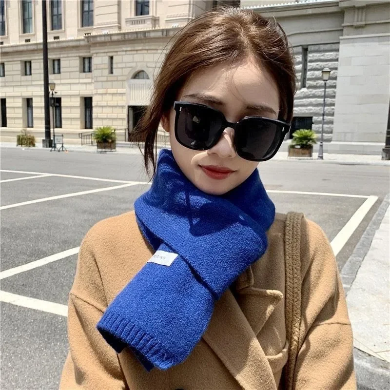

Winter Knitting Scarf Men Women Fastener Thermal Neck Warmer Solid Fleece Keep Warm Scarf Thickening Windproof Neck Cover