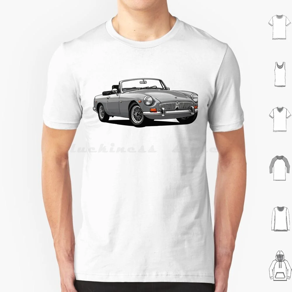 Silver Mgb Roadster Car T Shirt 6xl Cotton Cool Tee Mgb Roadster Art Classic Car Vintage Car Open Top Sports Car