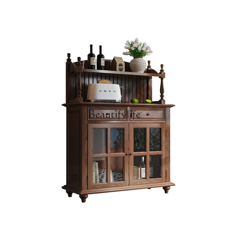 

American country side cabinet solid wood two doors porch wine cabinet restaurant retro