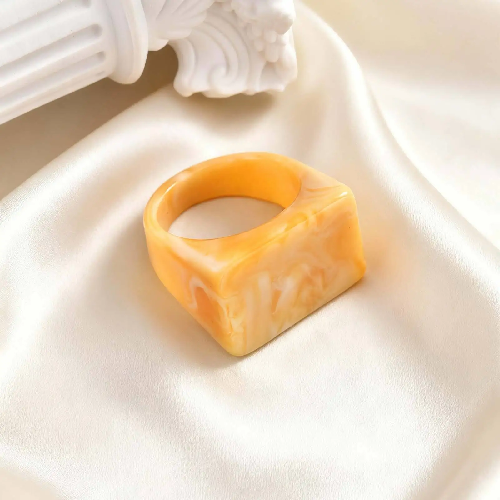 Vnox 3pcs Set Colored Resin Ring For Women Men Simple Geometric Square Ring Trendy Finger Accessories