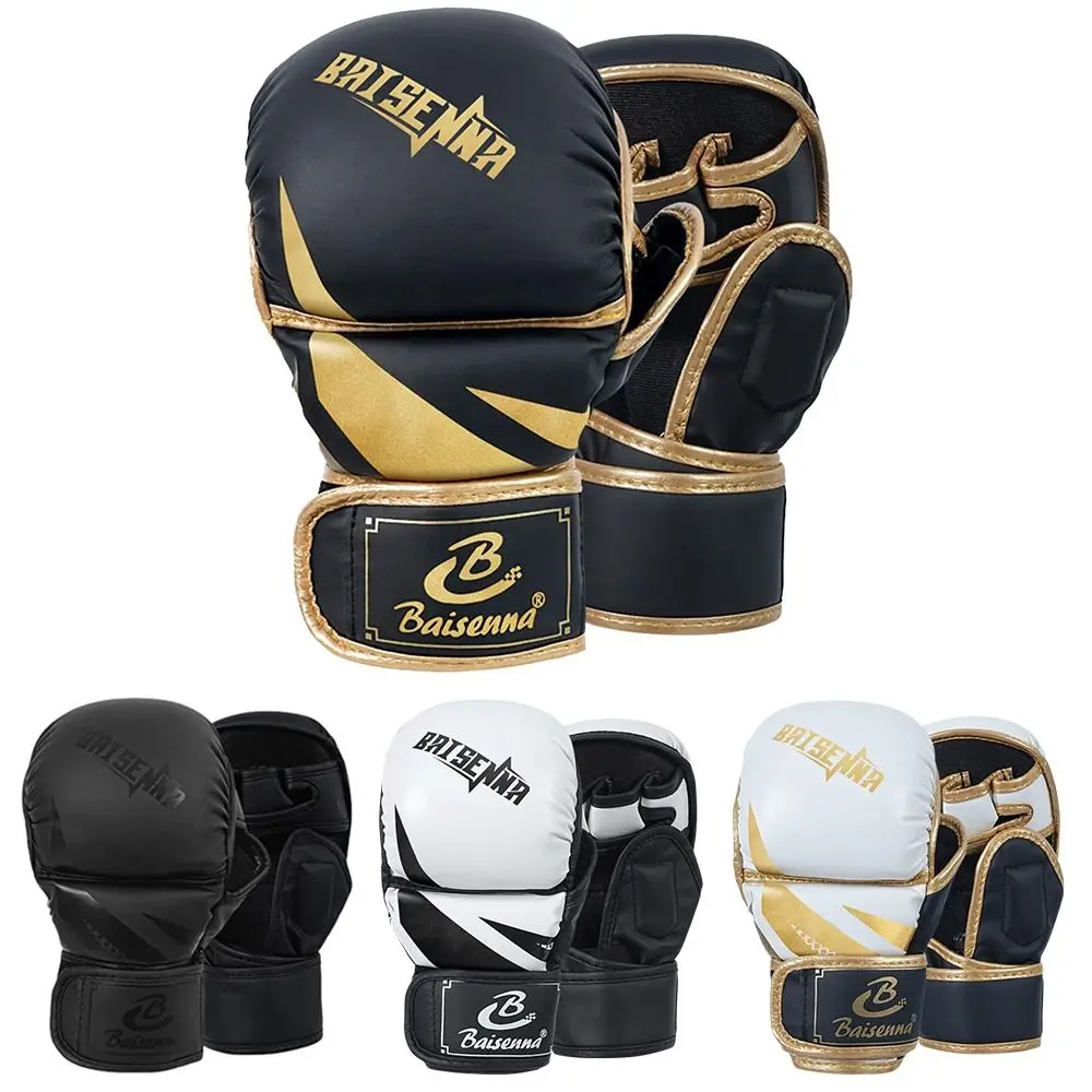 

PU Leather Boxing Gloves for Adults Open Palmg Shock Absorption Sparring Gloves High Density Sponge Multi Layered