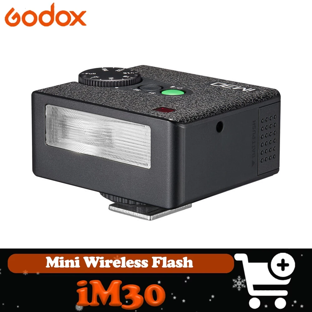 

Вспышка Godox iM30 6500K Mini Flash Light, 230 полных импульсов, время перезарядки 3,6 с, GN15, для камер с горячим башмаком