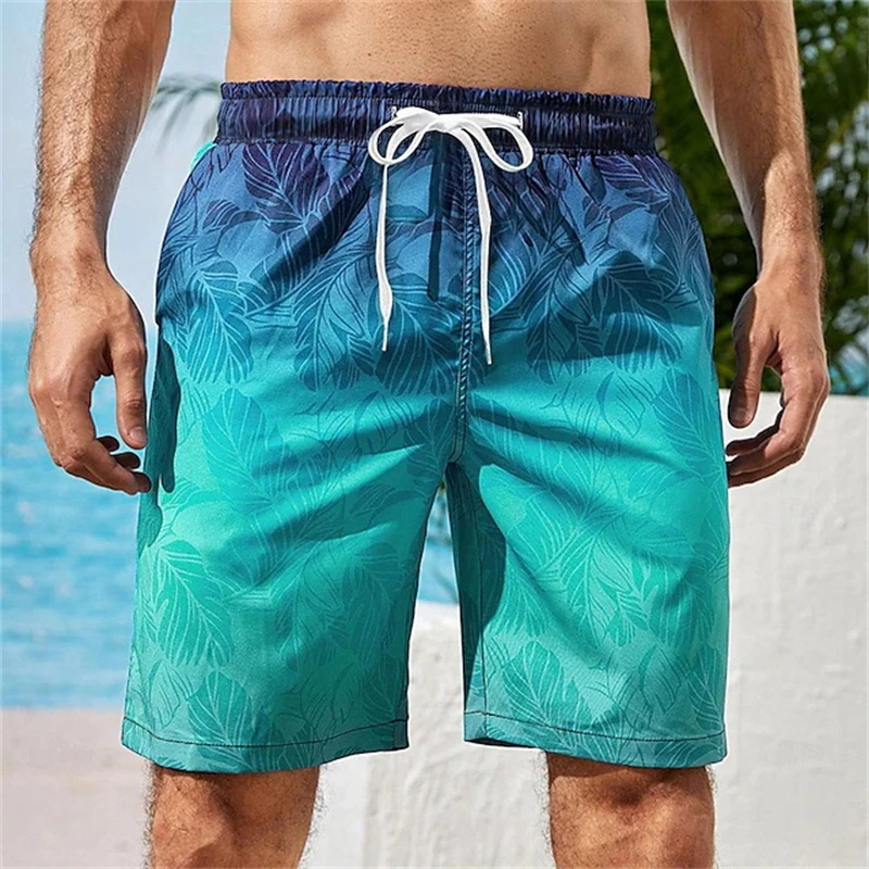 3D 인쇄 열대 식물 보드 반바지 남자 대형 서핑 Drawstring 비치 스포츠 바지 수영복 수영복 트렁크 아동 의류