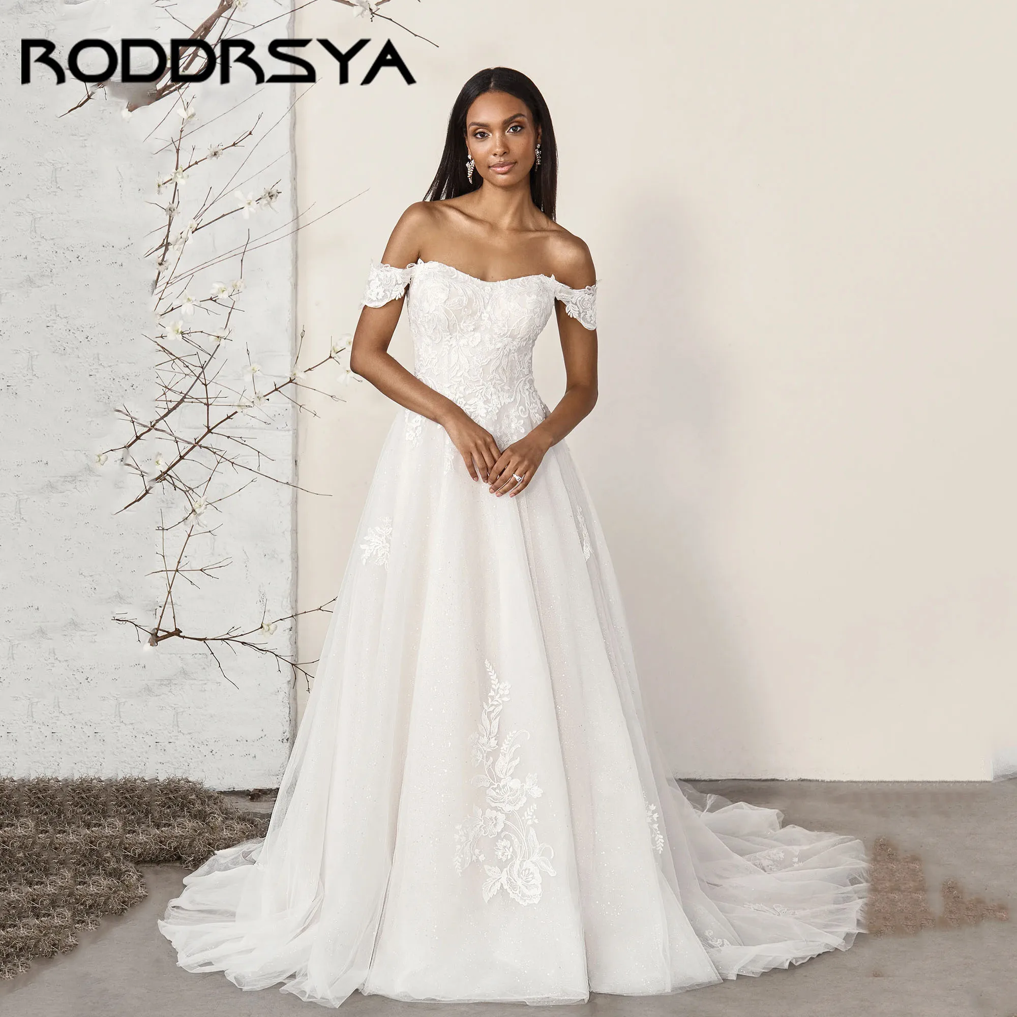

RODDRSYA A-Line Sweetheart Wedding Dress For Bride 2025 Elegant Off Shoulder Lace Appliques Backless vestido de noiva Customized