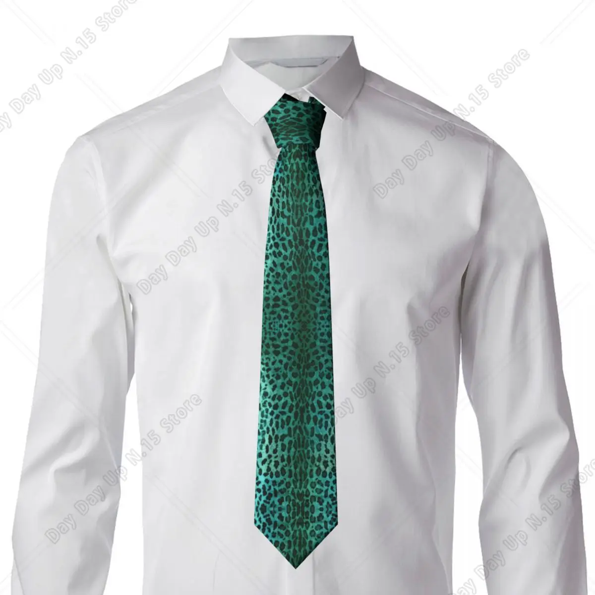 Customized Green Leopard Tie Men Formal Animal Skin Print Silk Business Neckties