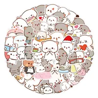 Bubu and Dudu Stickers 60pcs  Cute Bear Couple DIY Toy Doodles Decorative Graffiti Decal Phone Bottles Scrapbook Waterproof