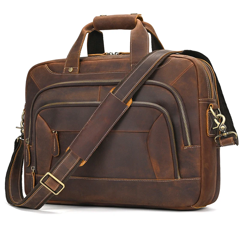 

Briefcase Bag Men's Genuine Leather Briefcase Male Man Laptop Bag Natural Leather for Men Messenger Bag Large Vintage Men Bag