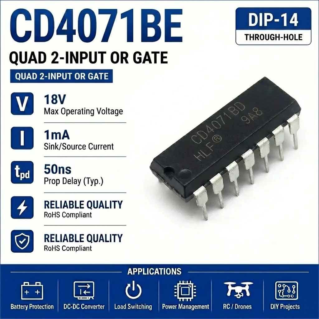 

(10 pcs) CD4071BE DIP-14/CD4071BM SOP-14 CD4071 OR Gate Quad 2-Input CMOS 3V-18V