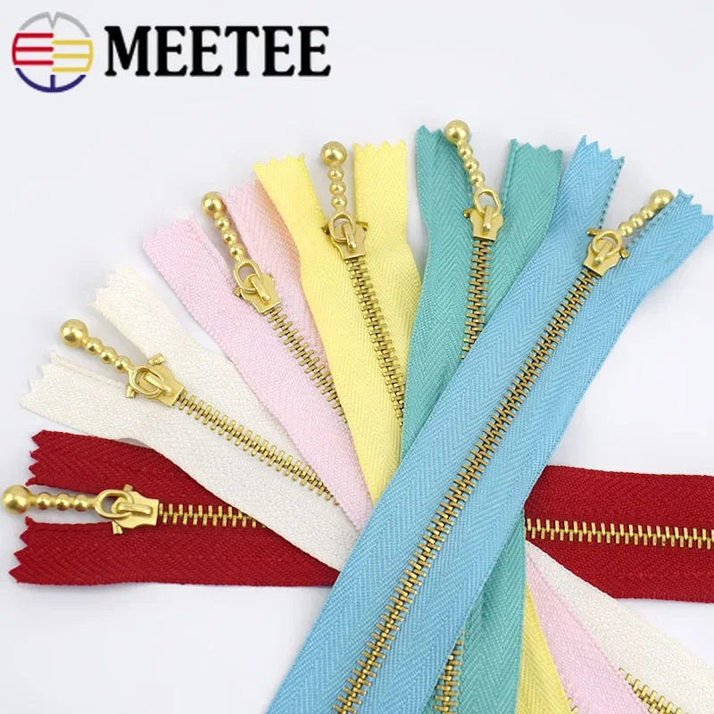 5/10Pcs Meetee 3# 12/15/20cm Close-end Metal Zippers Closure for Sewing Repair Kit Tools Garment Purse Bags Accessories