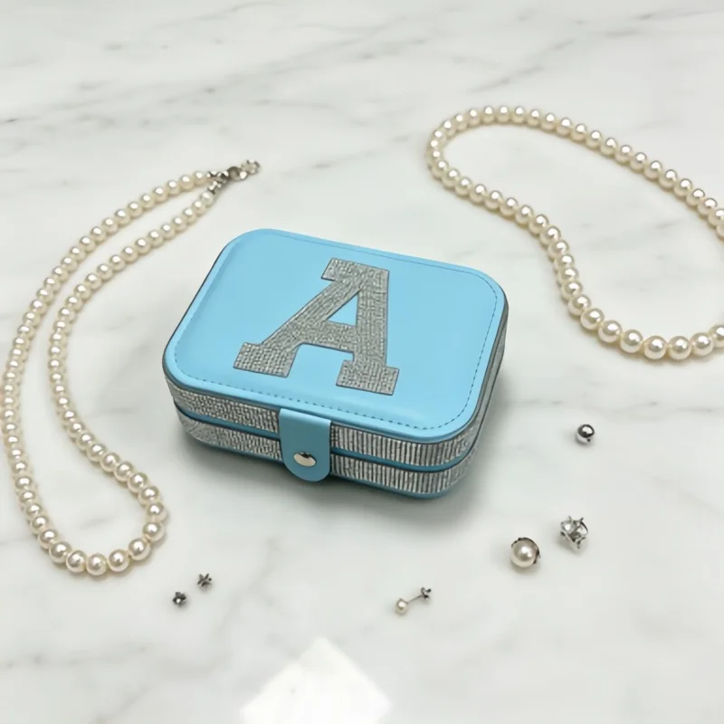 

Two-piece Travel Jewelry Box Set with Rhinestone Decoration, Multi-compartment Jewelry Storage Box, Ideal for Daily Jewelry Stor