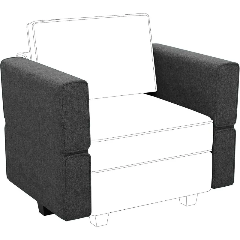 

home.Fabric Modular Sectional Sofa Armrest Backrest Module Couch Side Sectional Part Armrest/Backrest Dark Grey