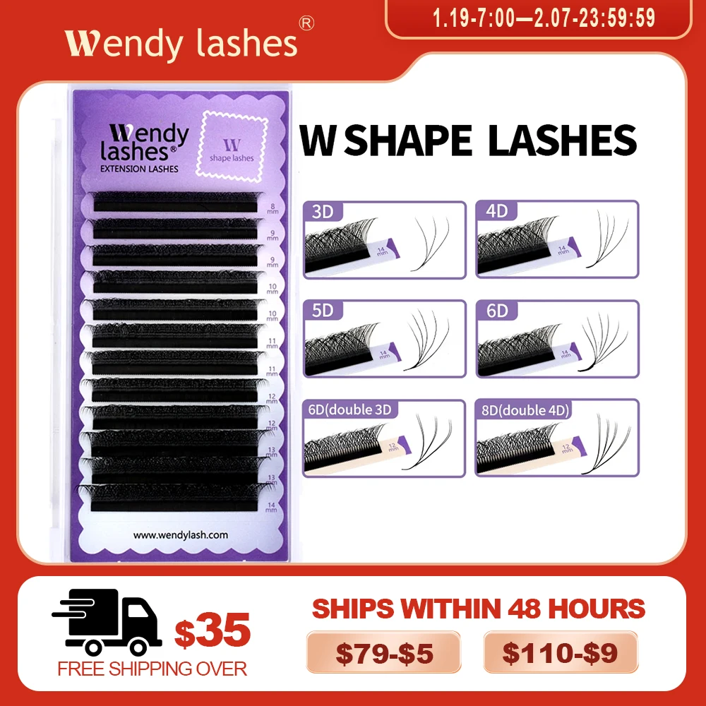 Wendy Lashes W Shape Bloom 3D/4D/5D/6D/8D Premade Volume YY Shape Fake Eyelashes Makeup Supplies High Quality Natural Cílios YY