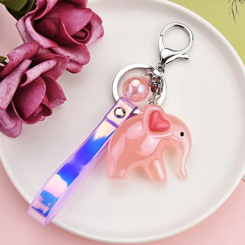 Colorful Resin Crystal Elephant Doll Keychains For Women Bag Pendant Couple Car Key Chains Jewelry Gift Decoration Accessories