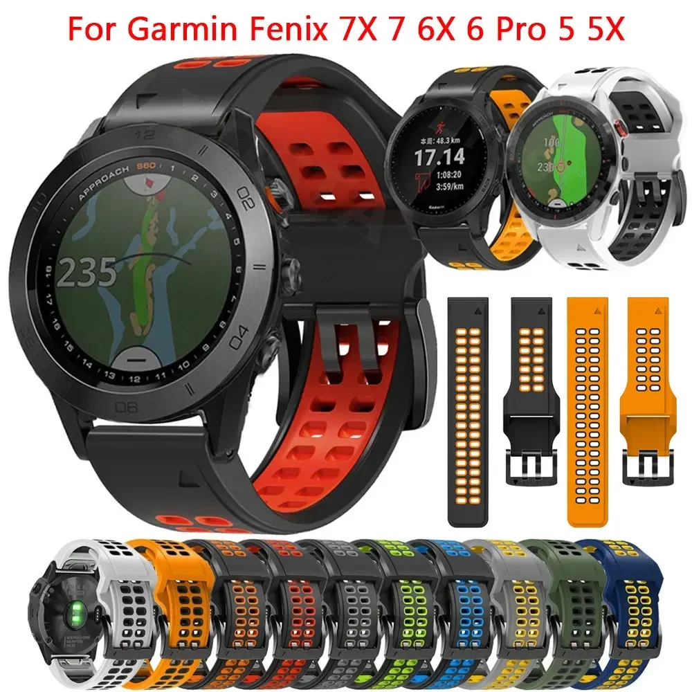 

22 26mm Silicone Straps For Garmin Fenix 7 7X Pro 6X 6Pro 3HR 935 945 Watchband Quick Release Fenix 5X Smart Watch Band Bracelet