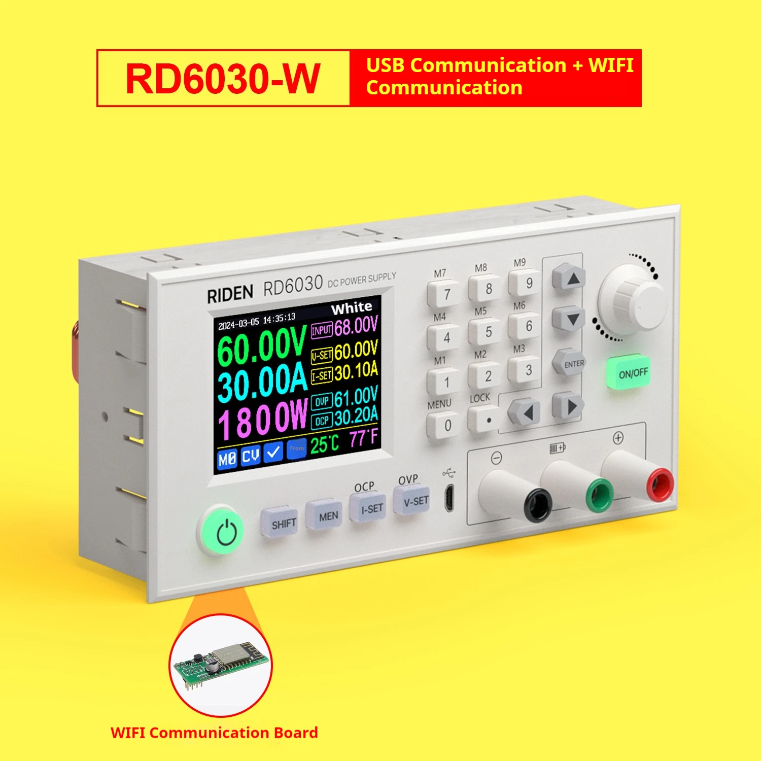 RD6030-W 60 فولت 30A تيار مستمر تيار مستمر الجهد الحالي تنحى استقرت مختبر وحدة امدادات الطاقة باك قابل للتعديل محول شحن البطارية