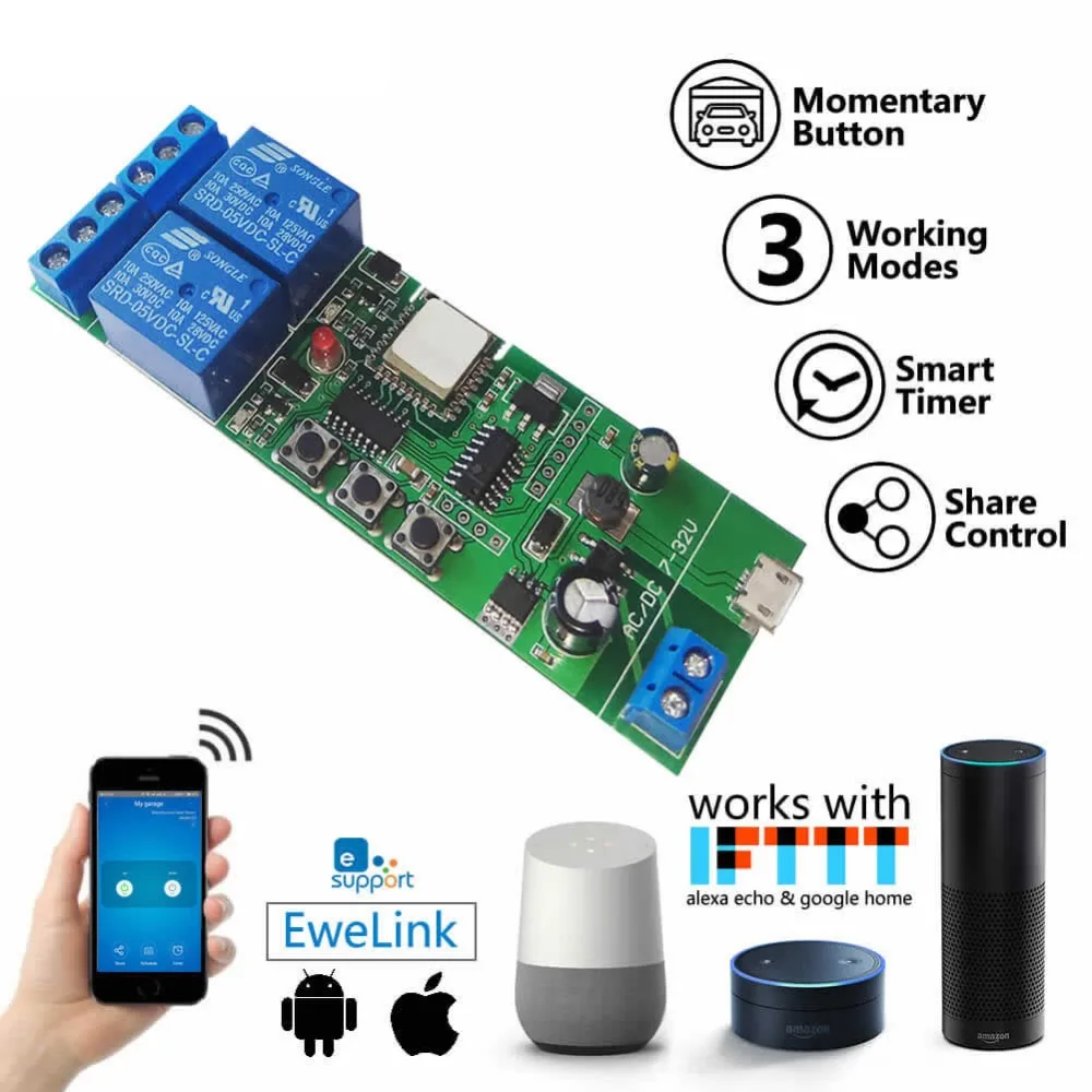 interruptor sem fio wifi canais faca voce mesmo bloqueio automatico intertravamento 5v para alexa google home ewelink 01