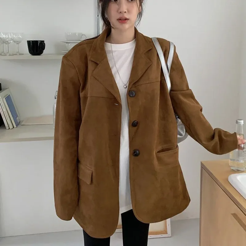 Retro Suit Jacket for Women's Temperament and High-end Formal Occasions Single-breasted Double-pocket Suit