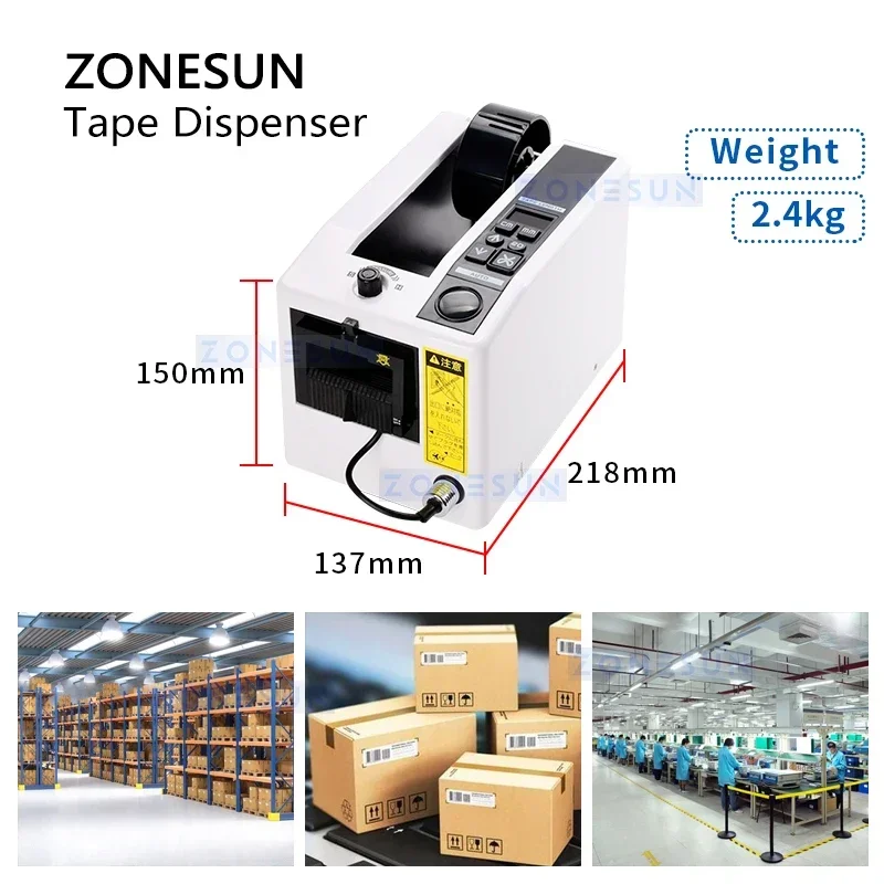 ZONESUN-dispensador de cinta automática, máquina cortadora de cinta sellotape de doble cara de fibra transparente, ZS-TD2